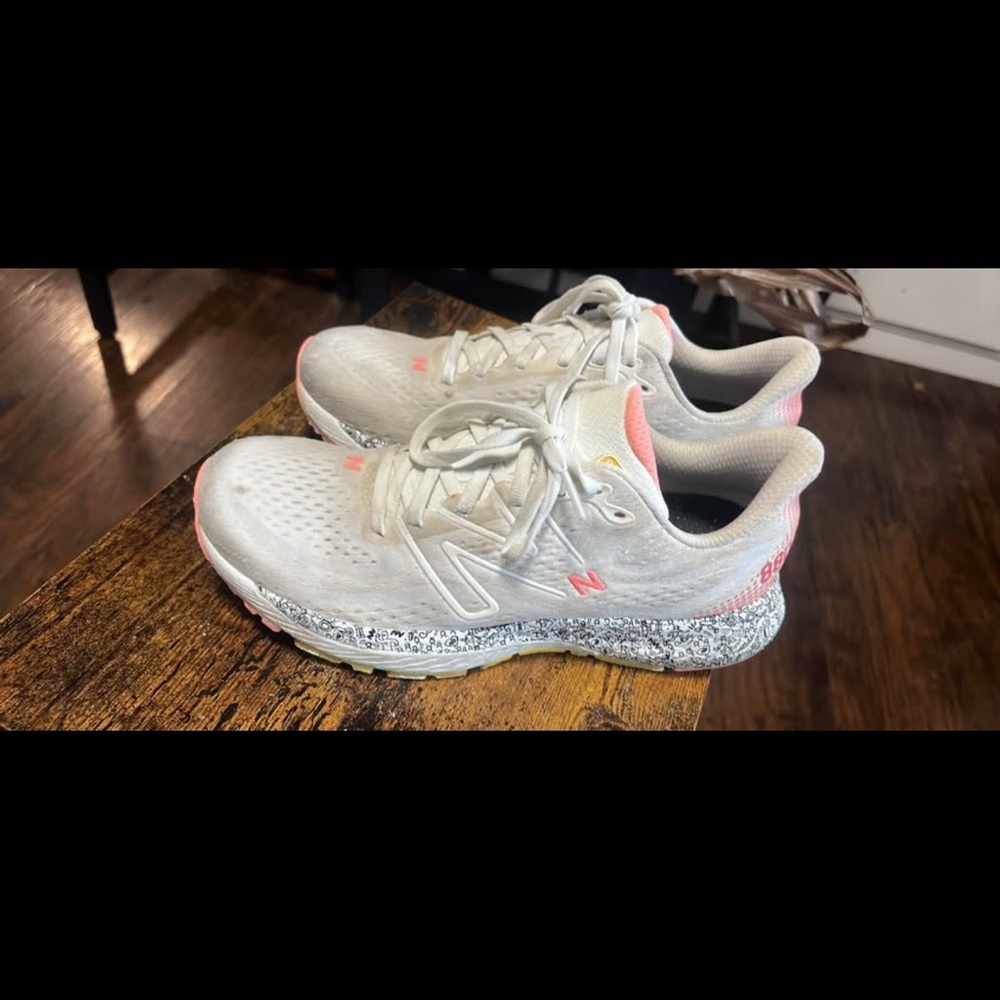 New Balance White and Pink Running Shoes